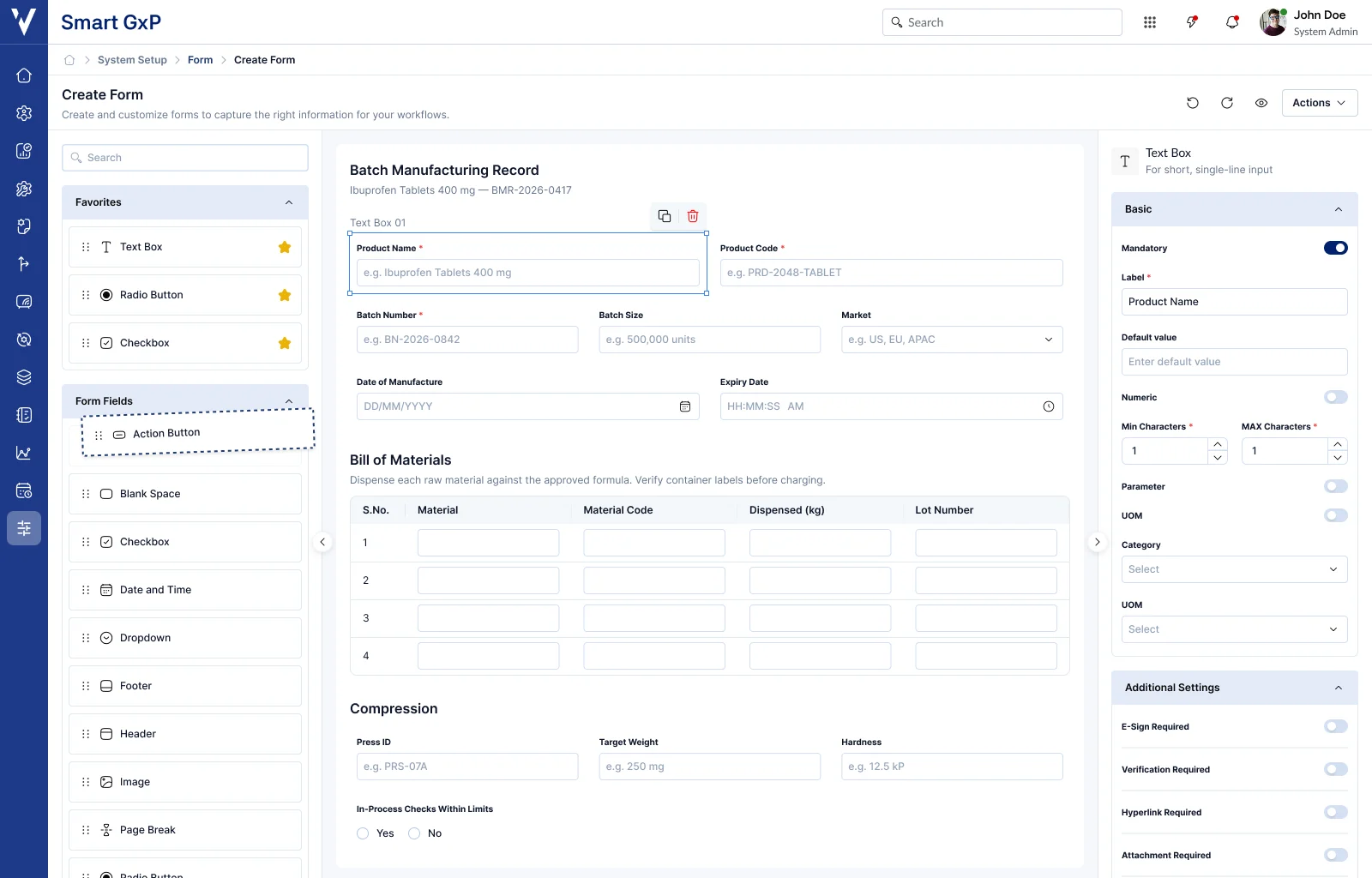 Form template detail